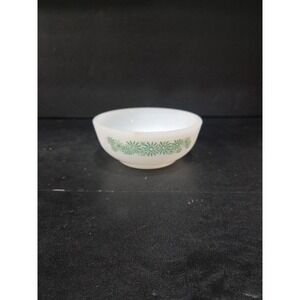 Glasbake Milk Glass Casserole Dish, Green Floral Ovenware, Vintage Glass Bowl‎